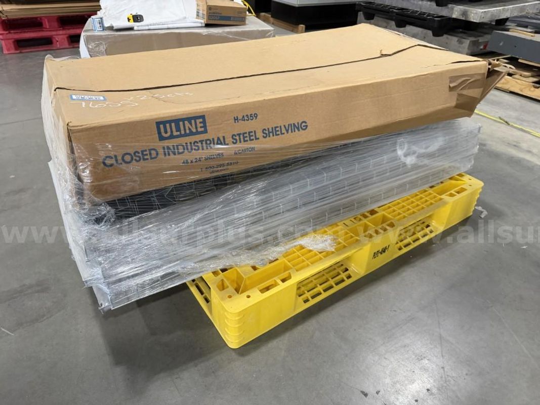 Industrial Steel Shelving , Closed, 48in x 24in, and Steel Wire Racking, Qty 2 Sets