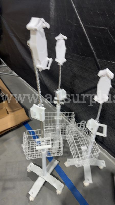 3 Ea. Mobile medical tablet cart with wire baskets