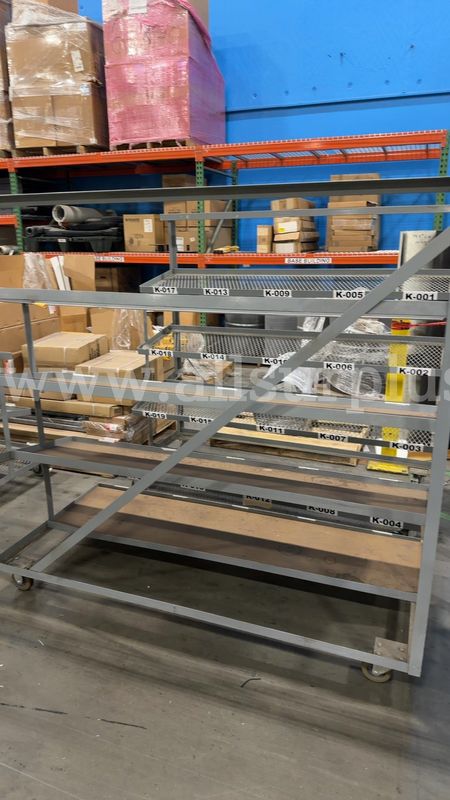4 Ea. Heavy duty mobile picking cart with 4 shelves