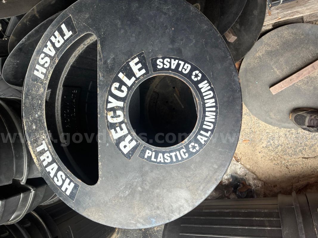 Trash cans for trash and recycling.