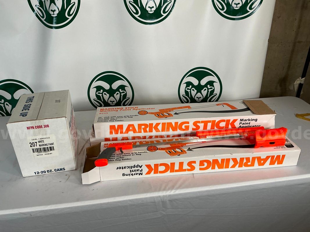 Lot of Three Marking Sticks with Case of Paint
