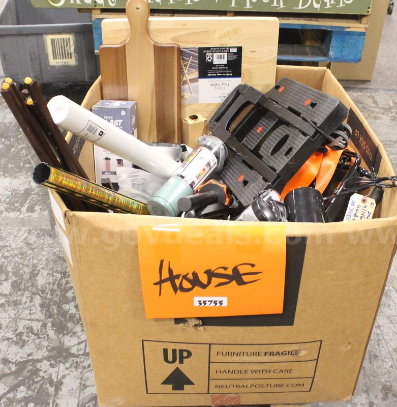 1 Box of Assorted Items/Household/Etc.,  #35755, **PICK UP ONLY**BOX NOT INCLD**