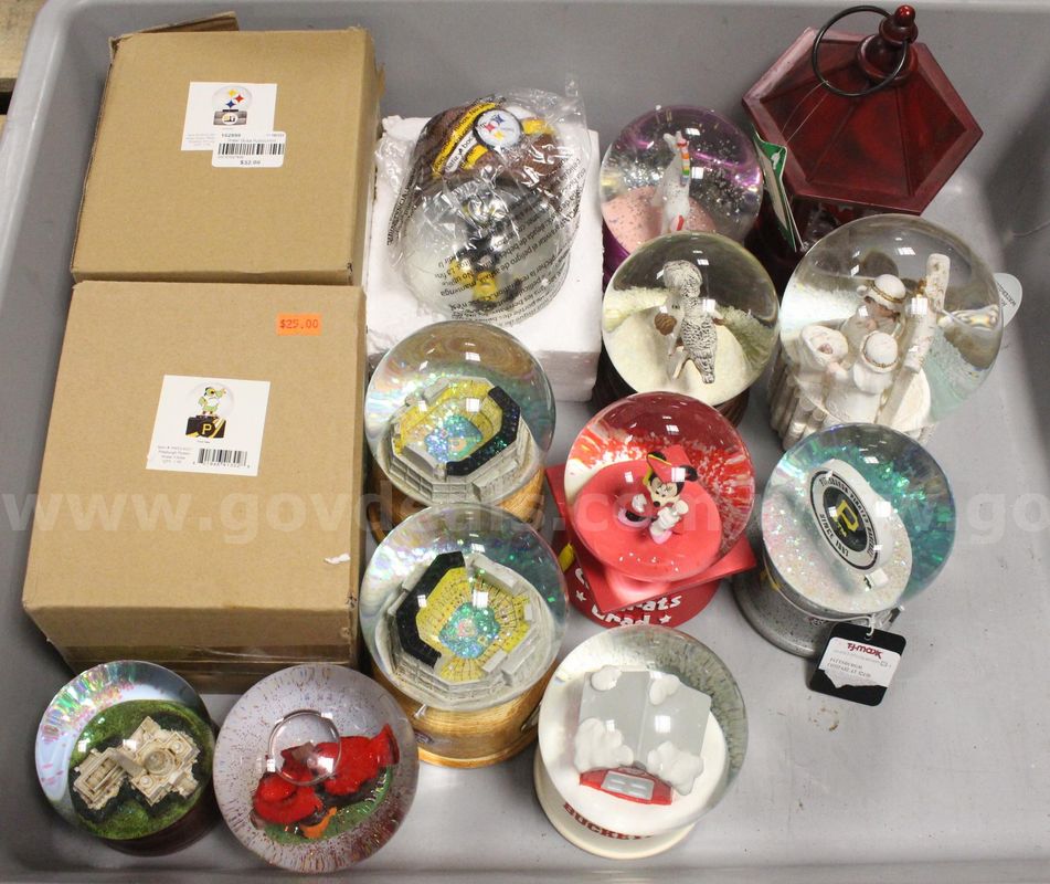 1 Bin of Assorted Snow Globes, #36050, **PICK UP ONLY**BIN INCLUDED**