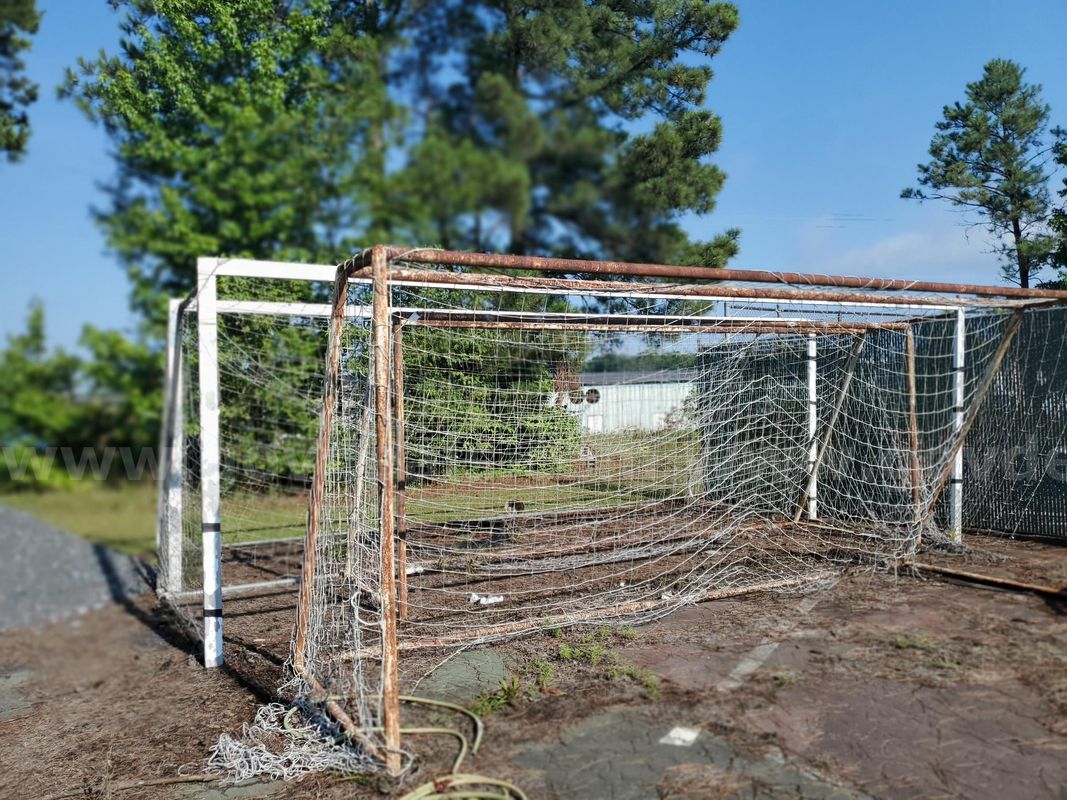 Two Sets of metal soccer goals steel and aluminum