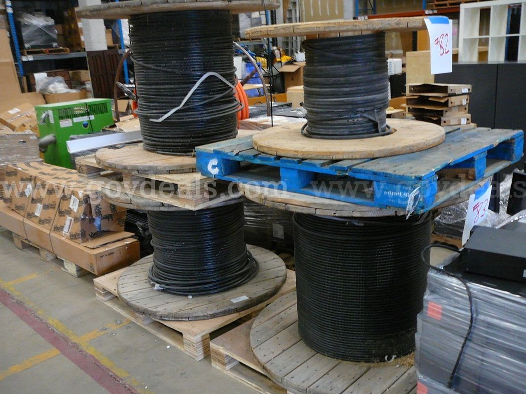 6 Large Spools of Cable, Fiber Optic Cable