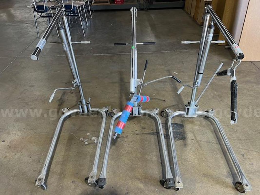 Lot of 3 Silver Manual Hoyer Lifts