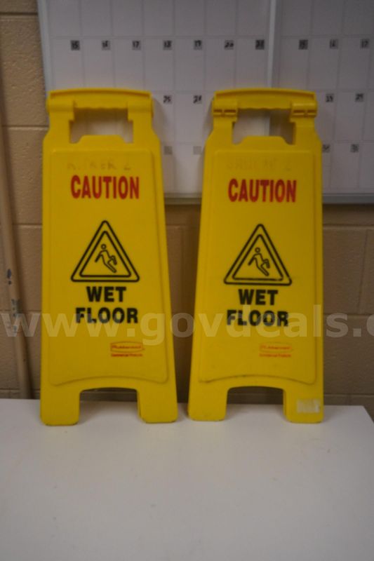 Pair of Caution Wet Floor Signs