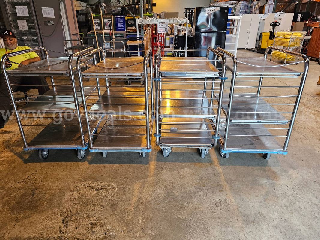 Lot of 4 - Stainless Steel Medical Hoop Supply Carts W/Wheels