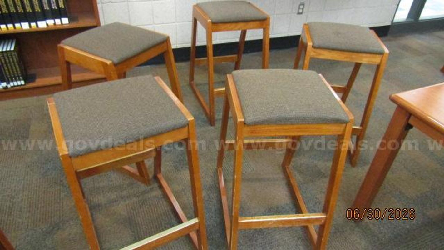 Wood stools with cushion seat 5 ea.
