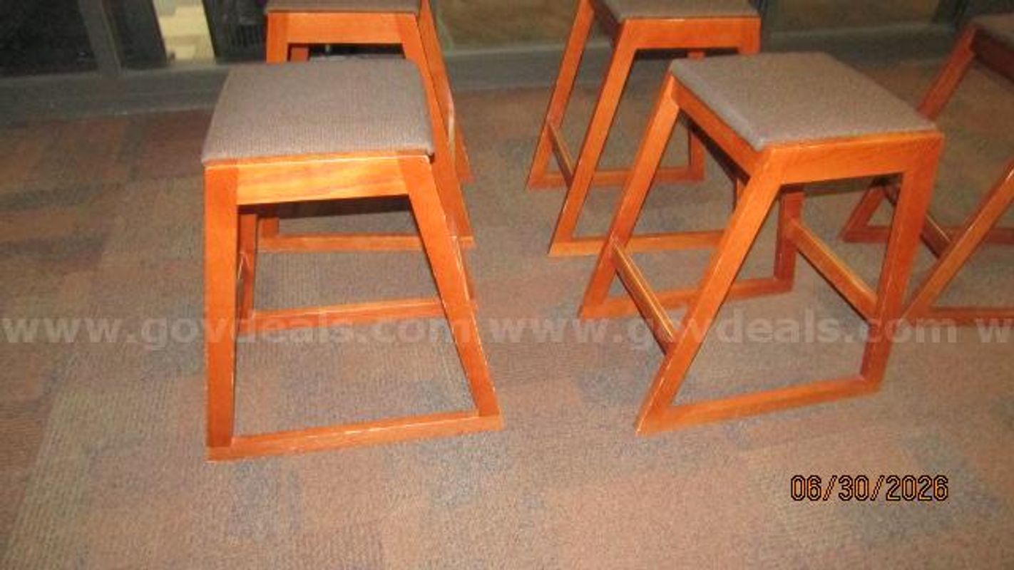 Wood stools with cushion seat 5 ea.