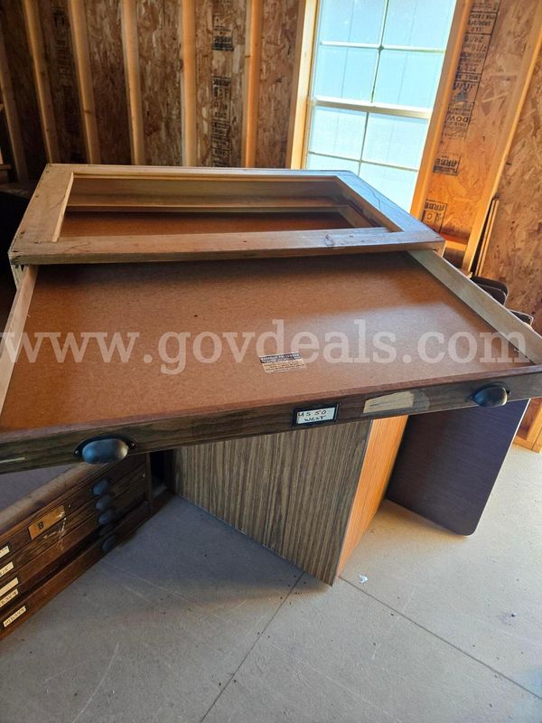 (9) Wooden 5 Drawer Plan Files, holds 24'' X 36" paper, stackable, don't have a top nor a base.