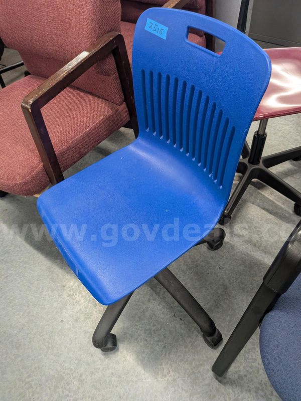 Blue rolling chair
