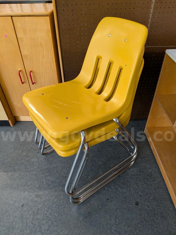 3 Yellow Plastic SLED Chairs