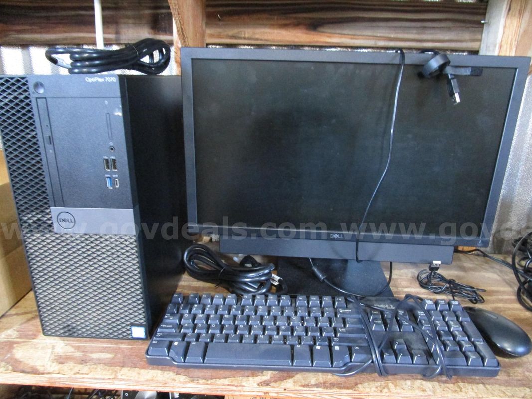 Used Dell Computer Set: (1) Dell 22" Monitor; (1) Dell Optiplex 7070; (1) Dell Keyboard; (1) Dell Mouse