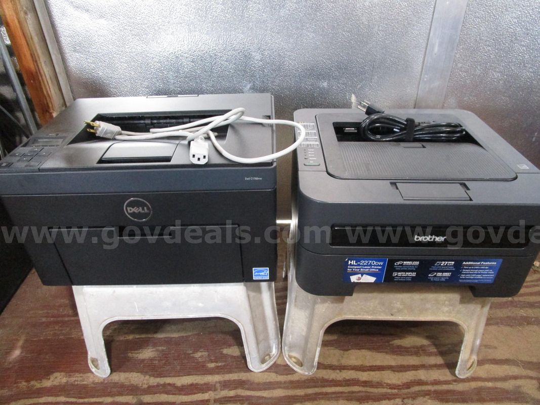(1) USED BROTHER WIRELESS HL-2270DW PRINTER; (1) USED DELL COLOR PRINTER, C1760nw