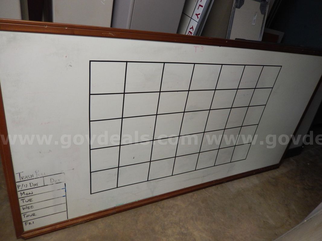Used (1) White Board With Brown Trim, 48" X 96"