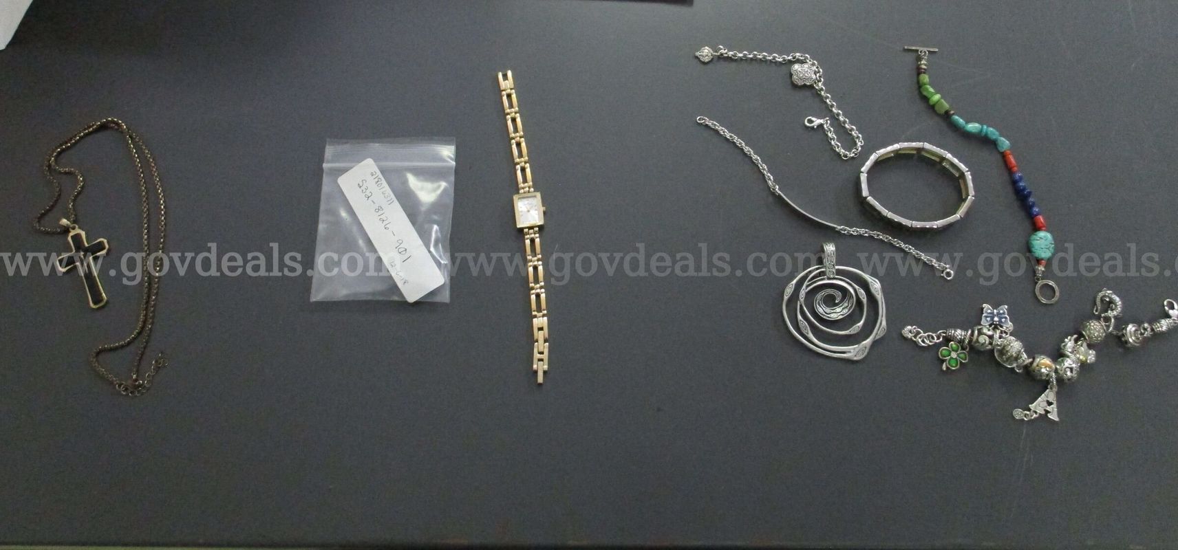 Batch Of Used Costume Jewelry: (1) Watch; (1) Necklace; (5) Bracelets