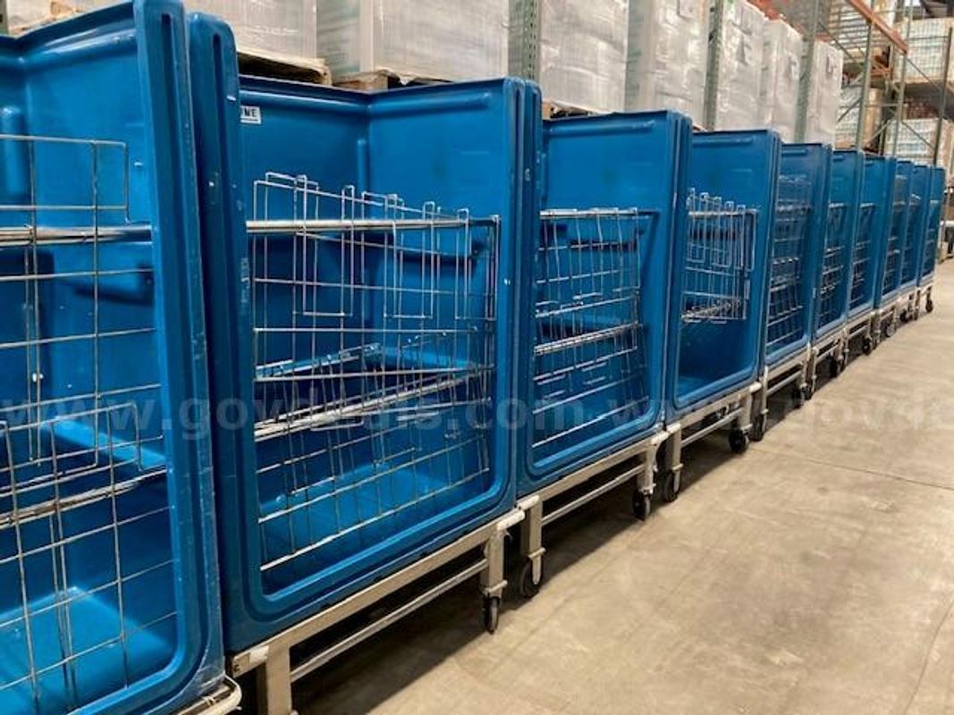 Six Stainless Steel Linen Carts