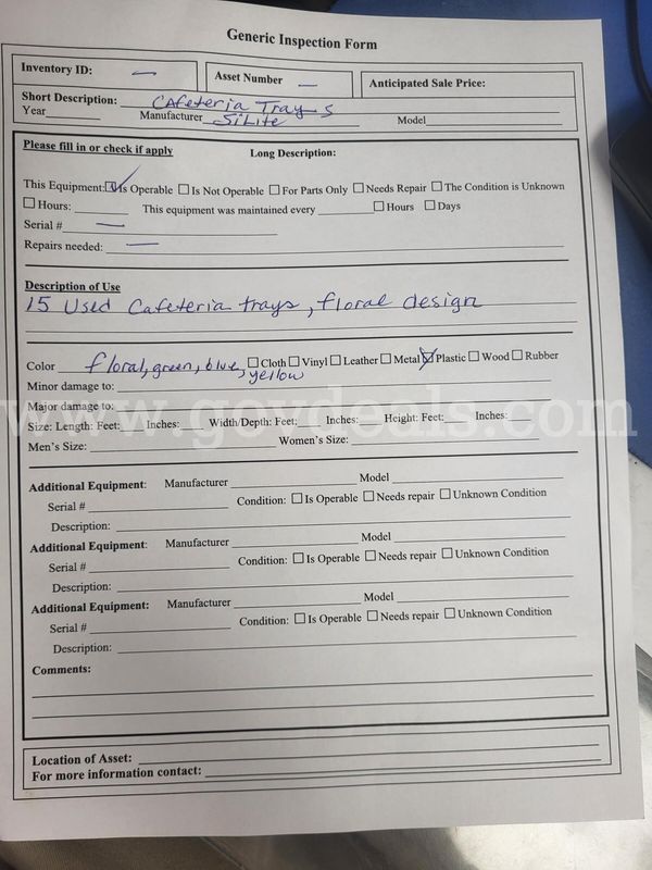 Cafeteria Trays