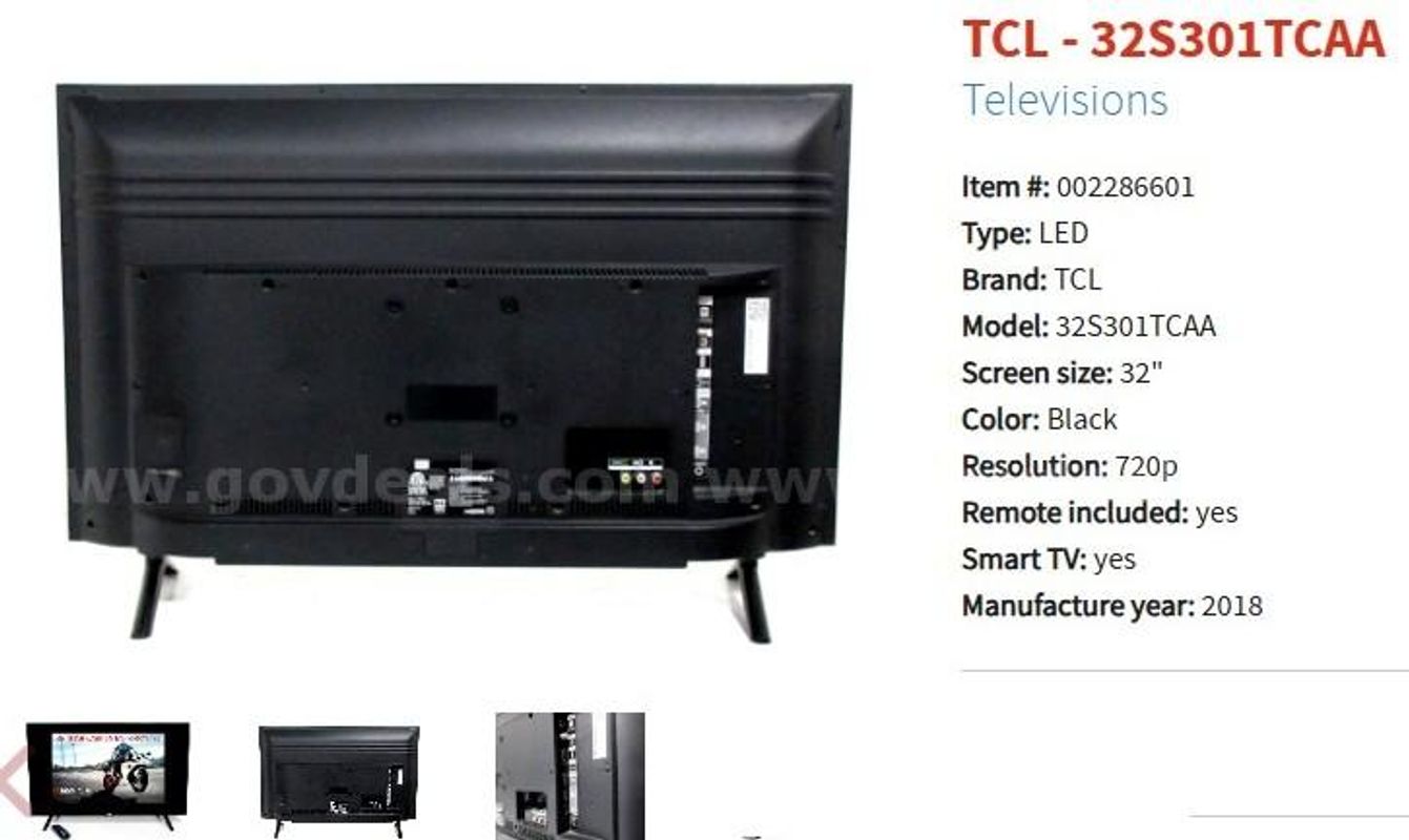 Asset ID# 5363 TCL 32S301TCAA – 32" Smart LED TV