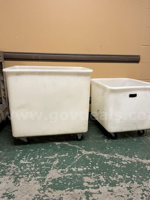 Lot of 2 Plastic Bins with Wheels