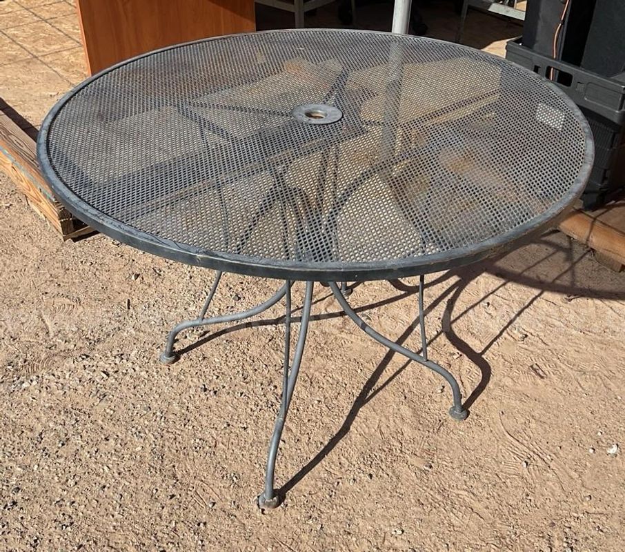 Patio Table & Umbrella Set with (2) Cornhole Boards and Toss Bags