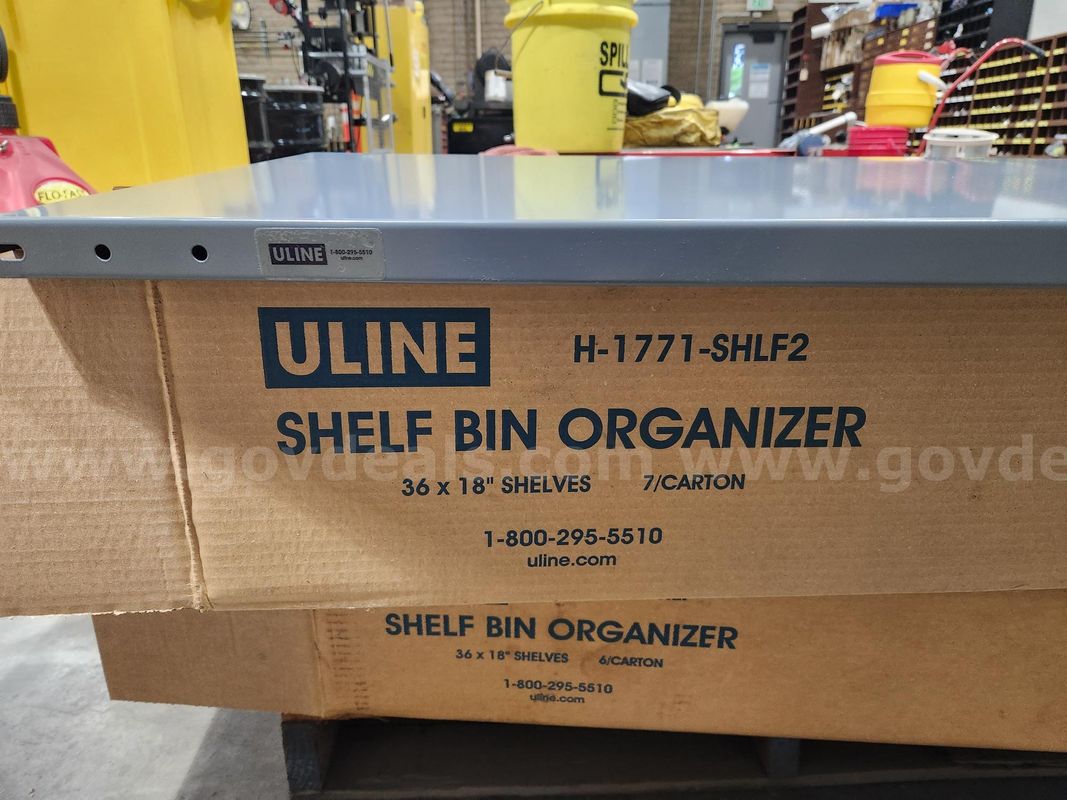 Box of new Uline metal shelves (Lot #3)