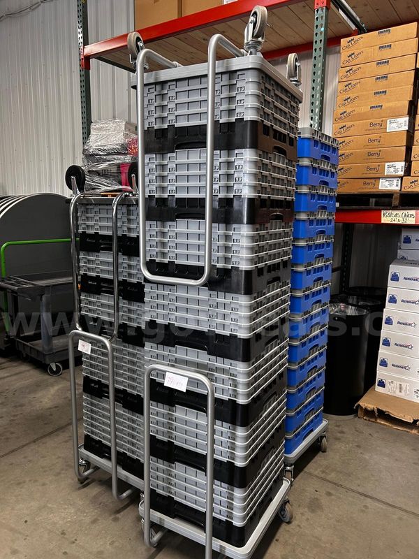 Bulk Empty Cambro Warewashing Racks with Metro Dollies
