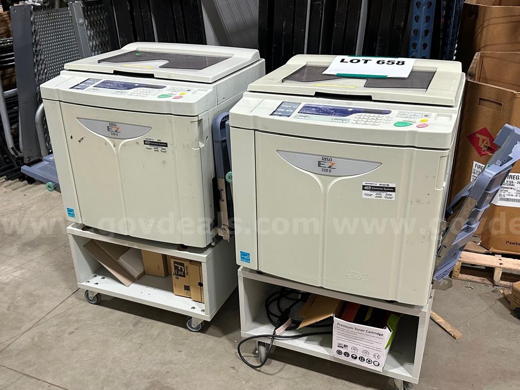 Lot 657 - Lot Of 2 Riso Ex 220 U Copiers