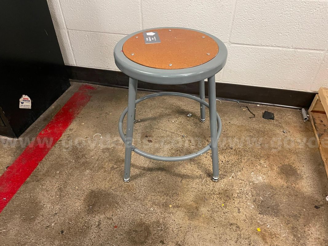 Lot of (14) 18" Metal Stools with "Orange-colored" Seat