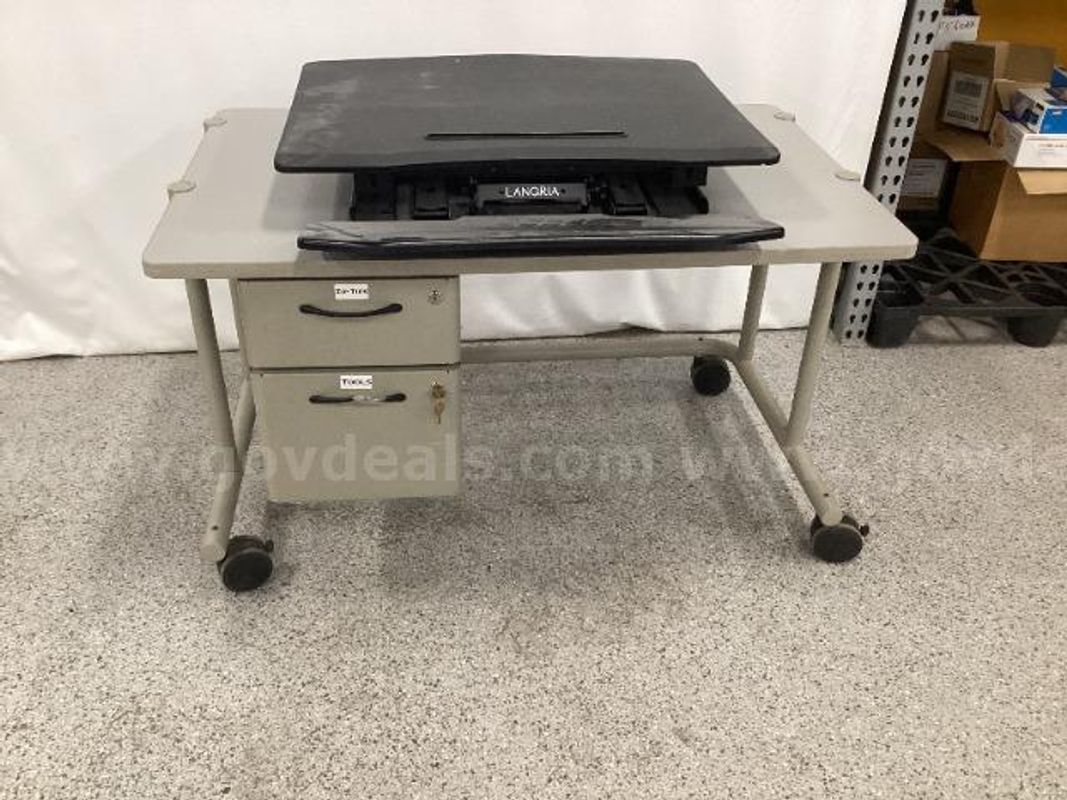 Rolling Work Table and Langria Height Adjustable Desk