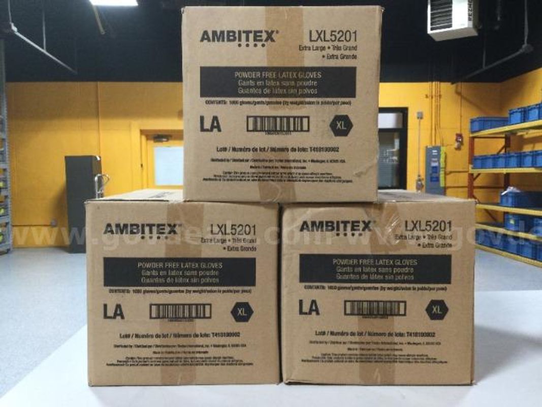 3 Cases of Ambitex LXL5201 XL Power Free Latex Gloves