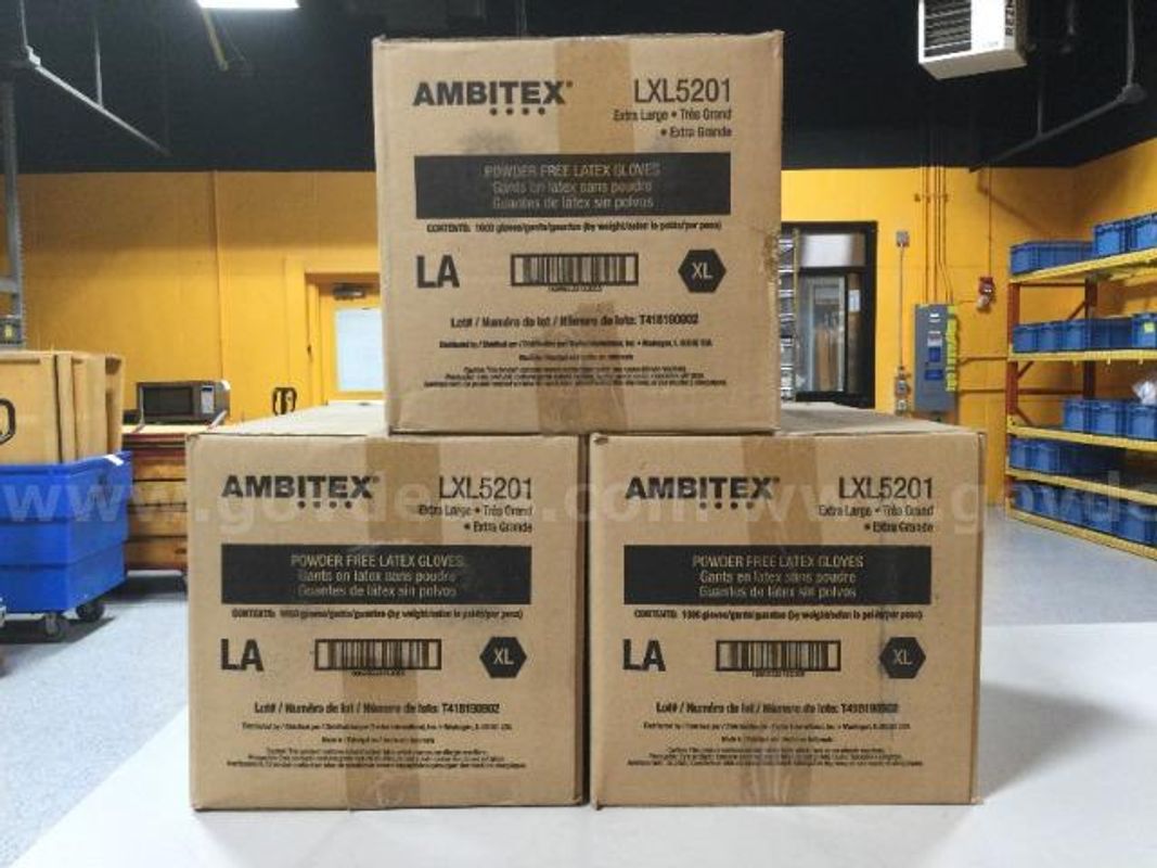 3 Cases of Ambitex LXL5201 XL Power Free Latex Gloves