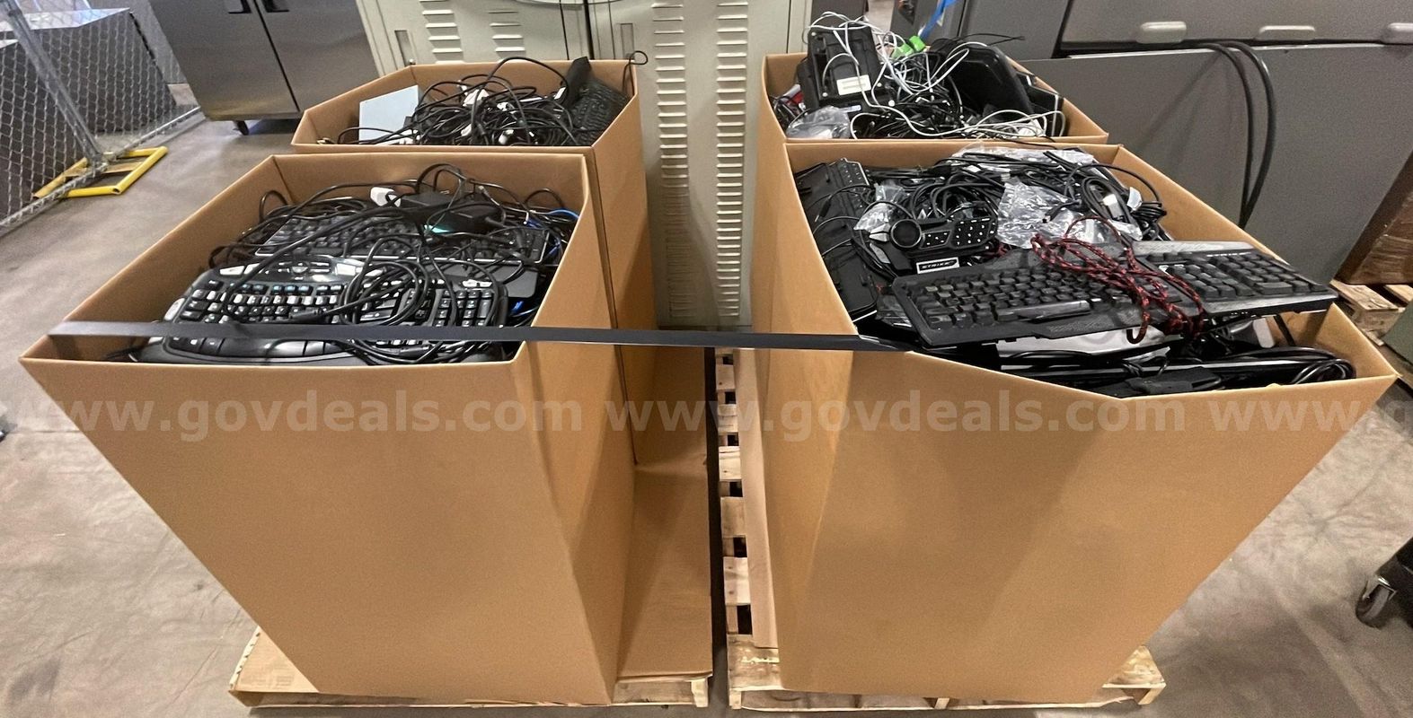 4 Bins of Cables, Keyboards and other Components