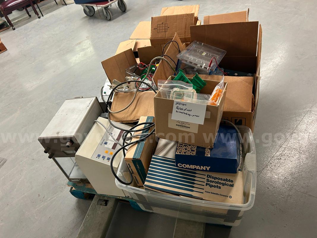 pallet of laboratory equipment