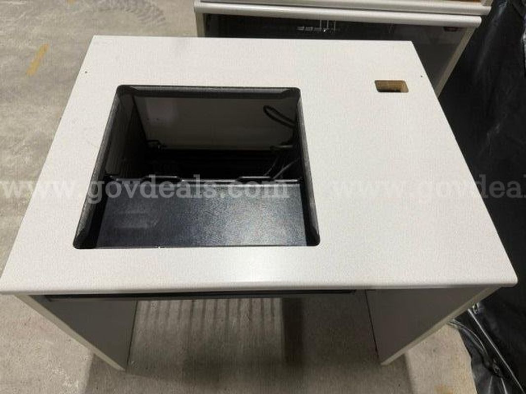 Lot of 35 Student Computer Desks w/power supply glass top for keyboard viewing