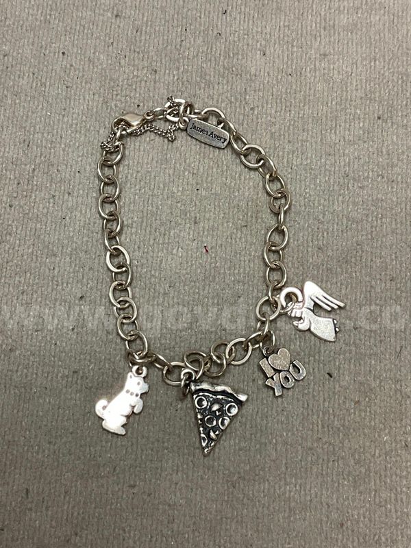 Sterling Silver Fashion Bracelet Labeled James Avery with Charms Size 7.5", Weight 16.44g