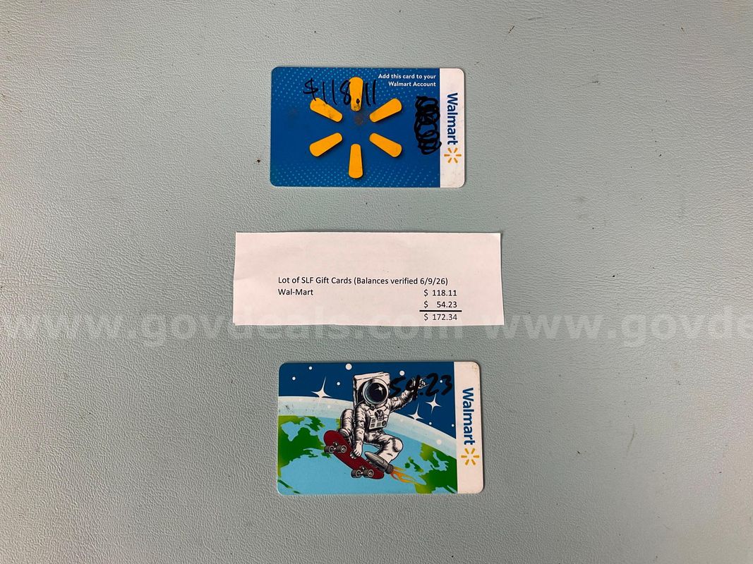 2 - Walmart Gift Cards, Total $172.34 (Balance Verified on 6/9/26)