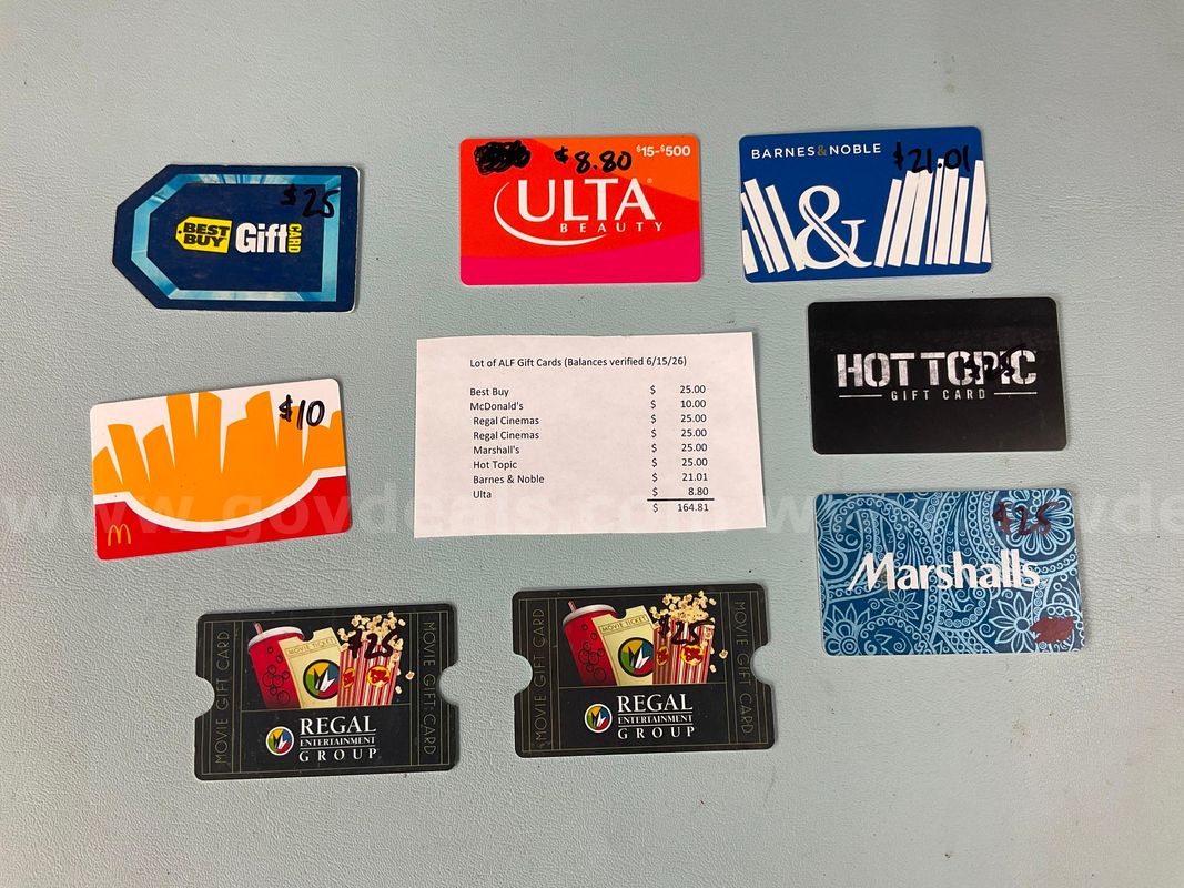 Lot of Gift Cards, Total $164.81 (Balances Verified 6/15/26)