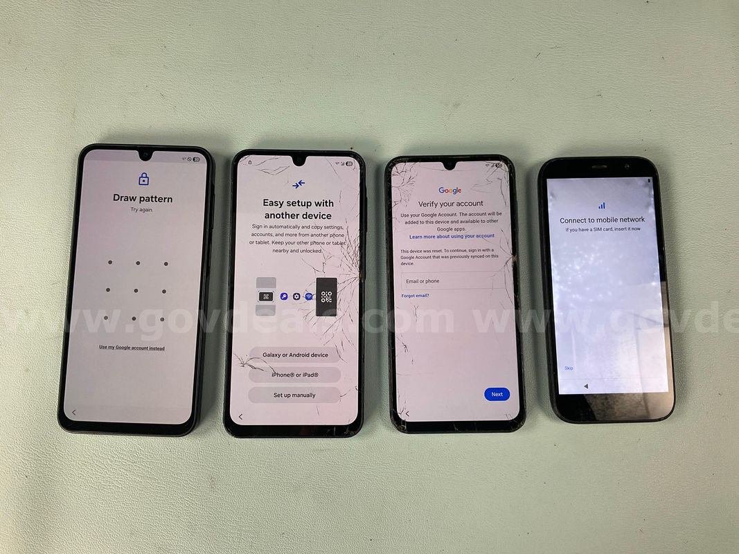 4 - Cellphones (User Locked, All Power On): 3 - Samsung and 1 - BLUE