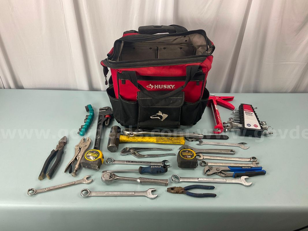 Husky Rolling Tool Bag with Misc. Hand Tools