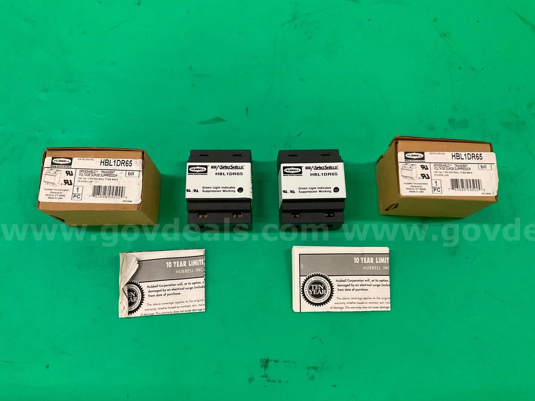 2 - Hubbell SpikeShield Transient Voltage Surge Suppressors, Part #HBL1DR65 with Packaging