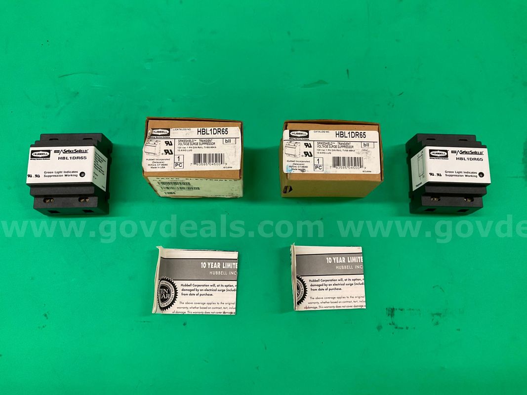 2 - Hubbell SpikeShield Transient Voltage Surge Suppressors, Part #HBL1DR65 with Packaging