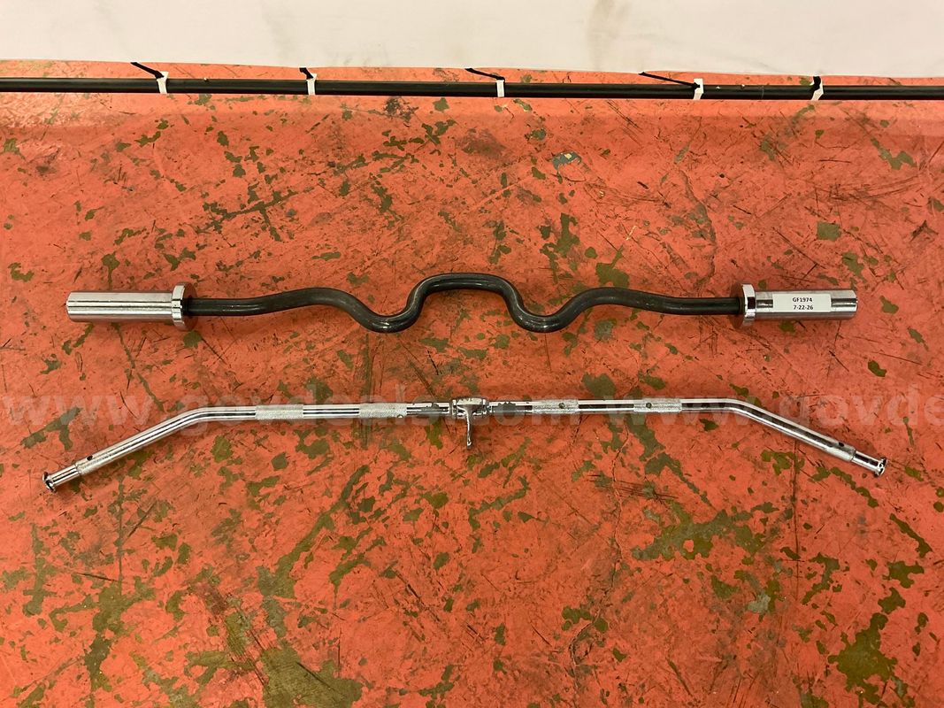 2 - Pieces of Workout Equipment: Pulldown Bar & Olympic Curl Bar