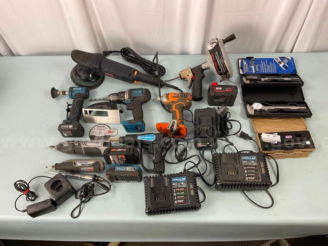 Lot of Misc Lost & Found Power Tools, Batteries & Chargers, Untested