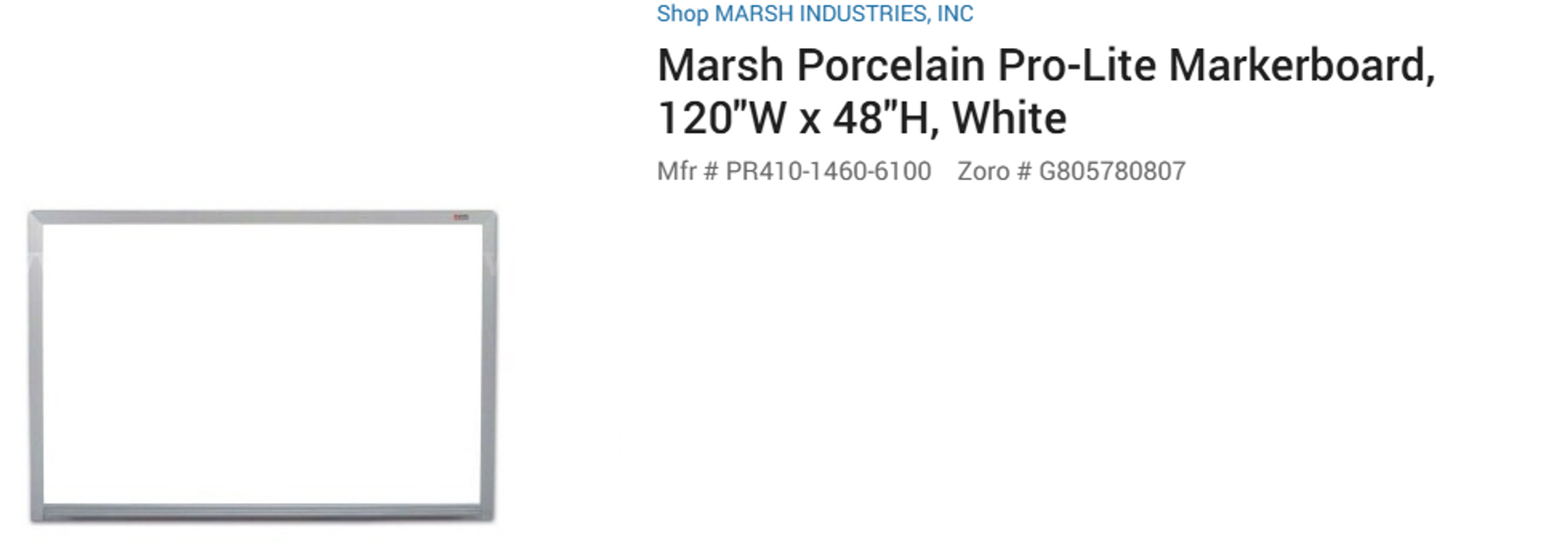 Marsh 48" x 144" Magnetic White Board w/Aluminum Frame (ID #45929) (BWHSE) (26-0228-2) 36003