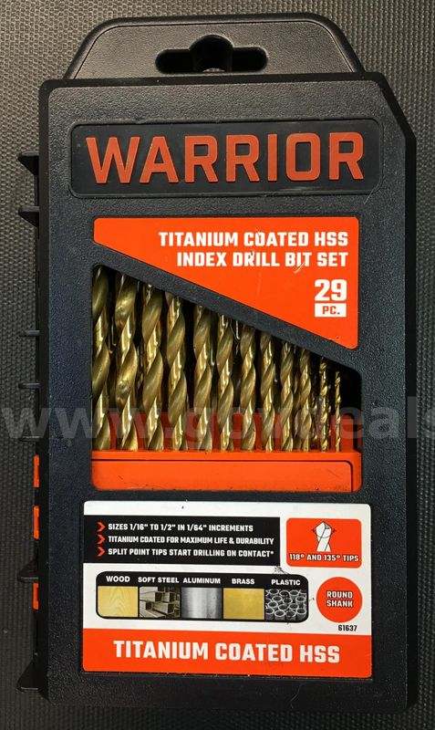 29 pc. Titanium Coated HSS Index Drill Bit Set (ID# 46334) (D-Case) (TSA) (NO UPC)