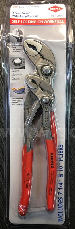 Knipex Cobra Water Pump Plier Set - 2-pc (ID# 46339) (D-Case) (TSA) (NO UPC)
