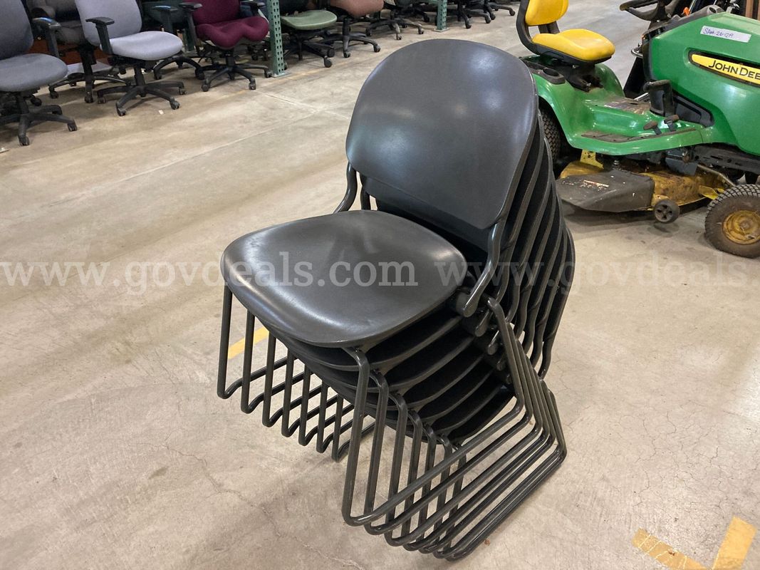 Set of 7 Stackable Black Plastic Chairs (ID #46676) (G10-1R) (NO UPC)