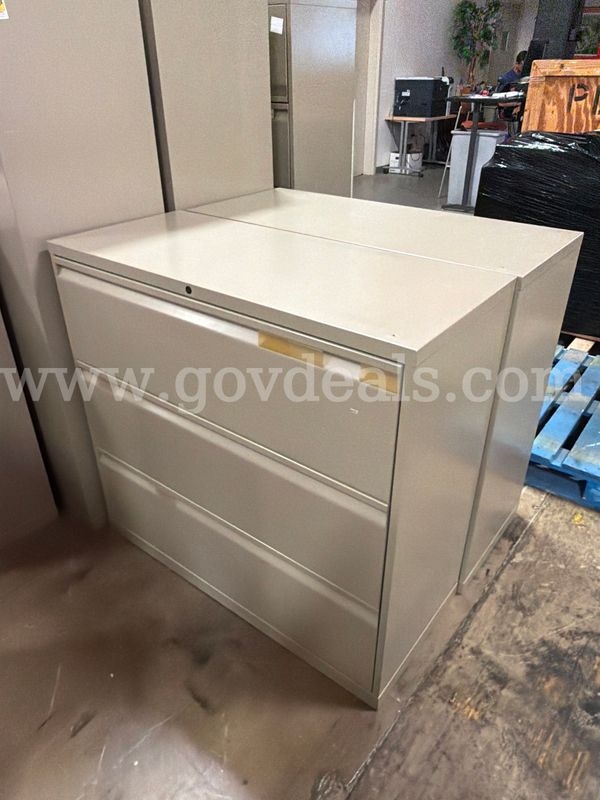 Lot of Two 3 Drawer Lateral Metal File Cabinets